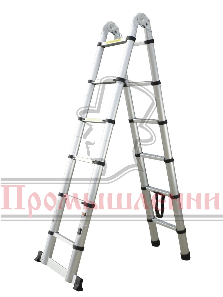 Лестница телескопическая двухсторонняя с шарниром Alumet DTLH 1,9+1,9 фото 1