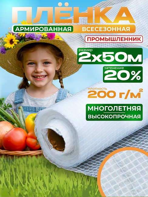 Армированная пленка Промышленник 200 г/м2, 2х50м  фото 1