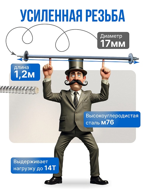 Винт стяжной для опалубки Промышленник холоднокатаный 1,2 м упаковка 10 шт. фото 3