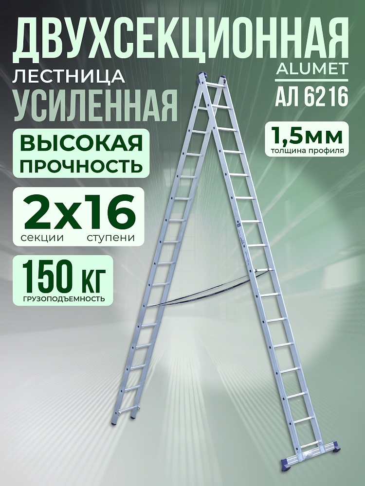 Лестница двухсекционная Alumet Ал 6216 фото 1