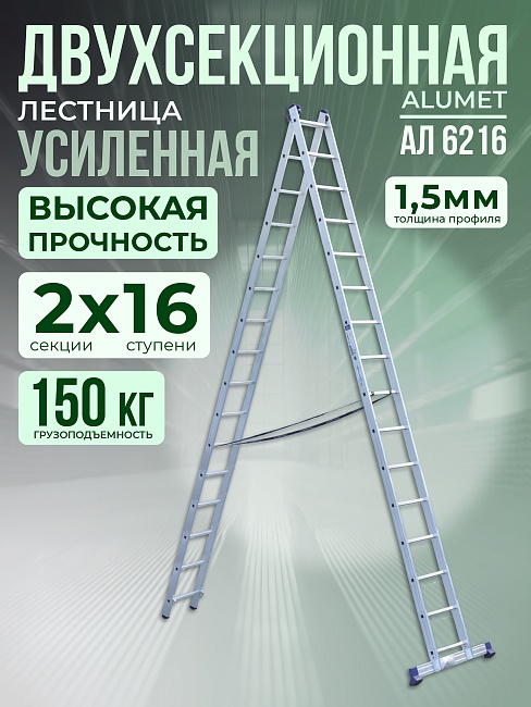 Лестница двухсекционная Alumet Ал 6216 фото 1