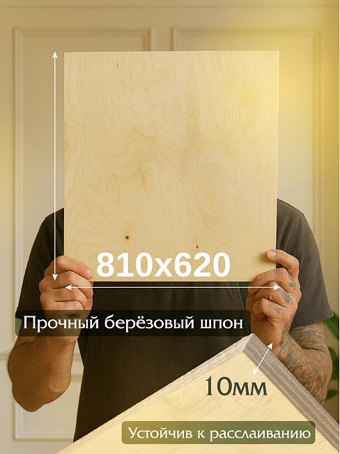 Фанера Промышленник 810х620х10мм, береза, упаковка 1 шт фото 2